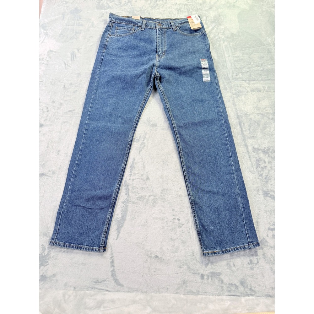 Levis 505 Regular Fit Stretch Jeans Mens 36x32 Blue Denim Mid Rise NWT